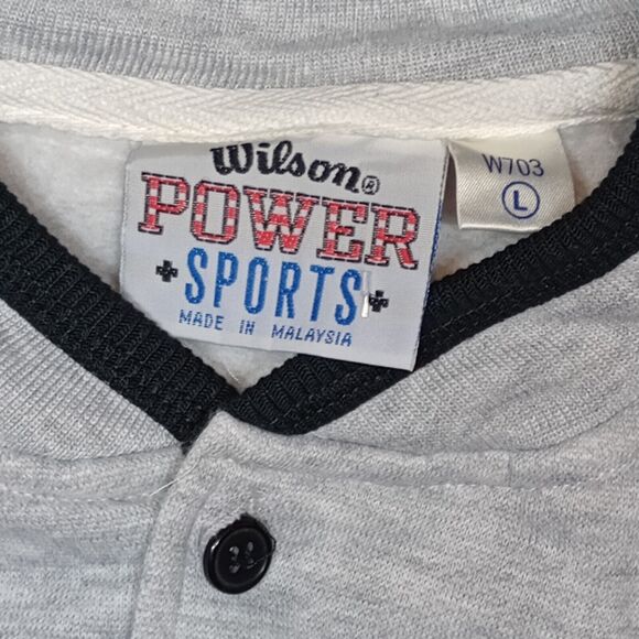 Vtg Wilson Power Sports Sweatshirt Size L Pullover Gray White 90s Skater Indi - Picture 9 of 10